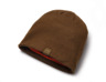 Reversible knitted beanie, orange-green