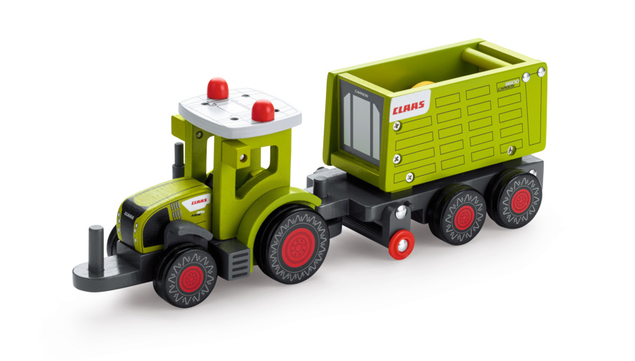 Regalo Para Peques De 12 Meses Tractor Claas Kids Axion 870 Con Remolque – Luz Y Sonido, Rueda Libre, Para Niños De 1 A 3 Años (31x9x10 Cm